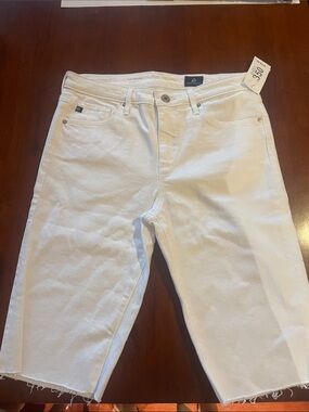 Ag Adriano Goldschmied White Denim Relaxed Shorts